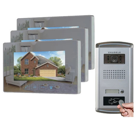 

Зеркало ZHUDELE, 7 дюймов, домашняя интеллектуальная система контроля доступа, видеодомофон для виллы/ПЗС Водонепроницаемый дверной звонок с камерой безопасности 1V3