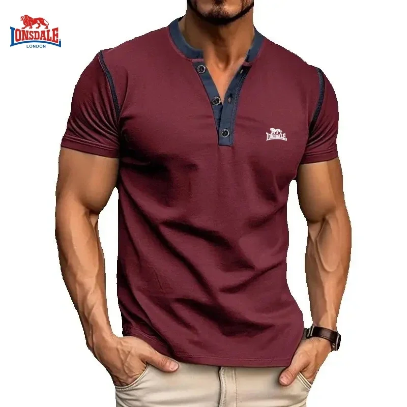 Летняя мужская высококачественная рубашка-поло Генри с вышивкой модный