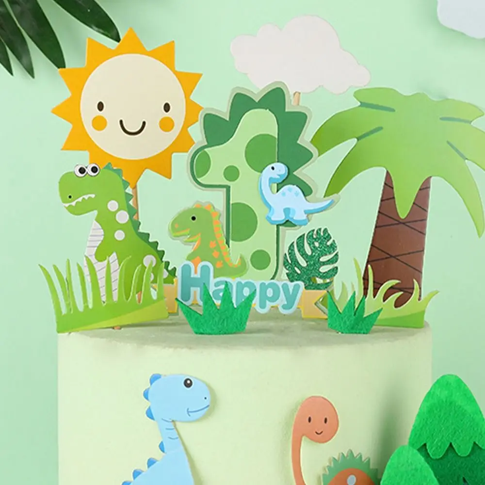 Топпер Для Торта На День Рождения Цифры 0-9 Пальмовые Листья Динозавра Тема