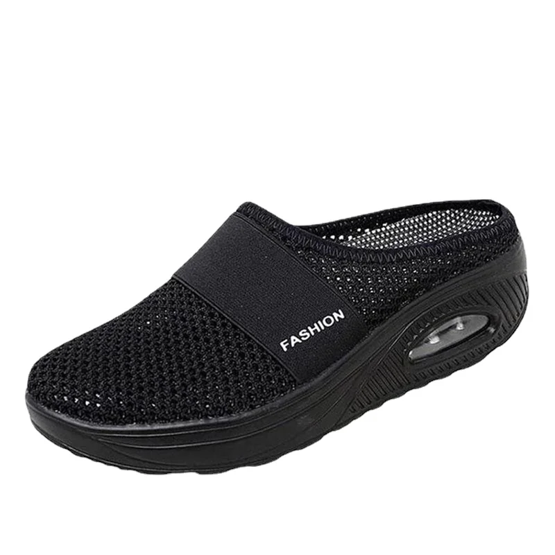 

Wedge Sneakers Women Breathable Baotou Wedge mesh Fabric Shoes For Women Female Slides Ladies Shoes Orthopedic Cushion Sandals