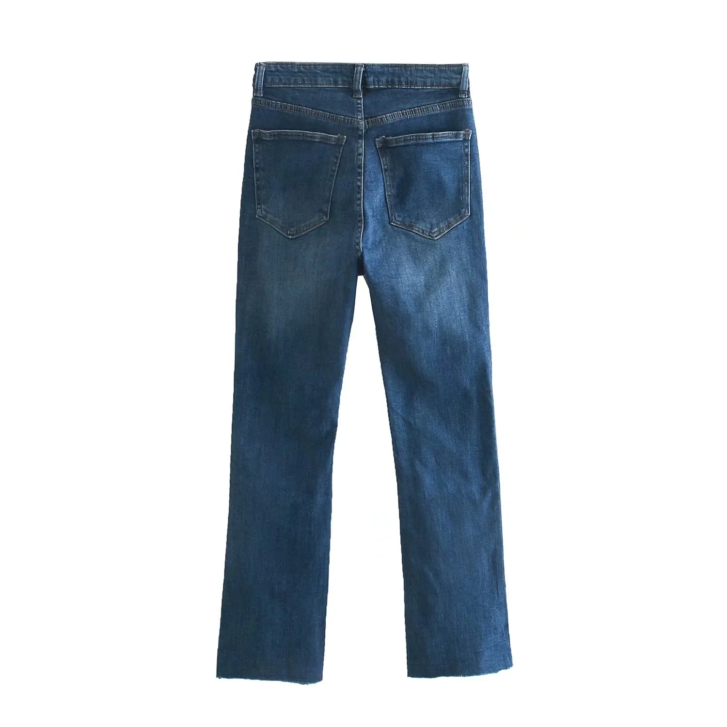 Jenny&Dave 2023 England Style High Street Washed Casual Ankle Jeans Women Fashion Skinny Jeans Dark Blue Flare Denim Pants