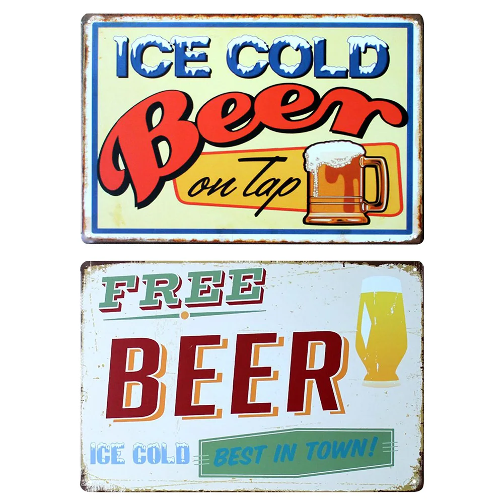 

Iced Beer Sheet Plaque Metal Drawing Painting Tins Wall Home Poster Bedroom Sign Birthday Festival Ornament Gifts