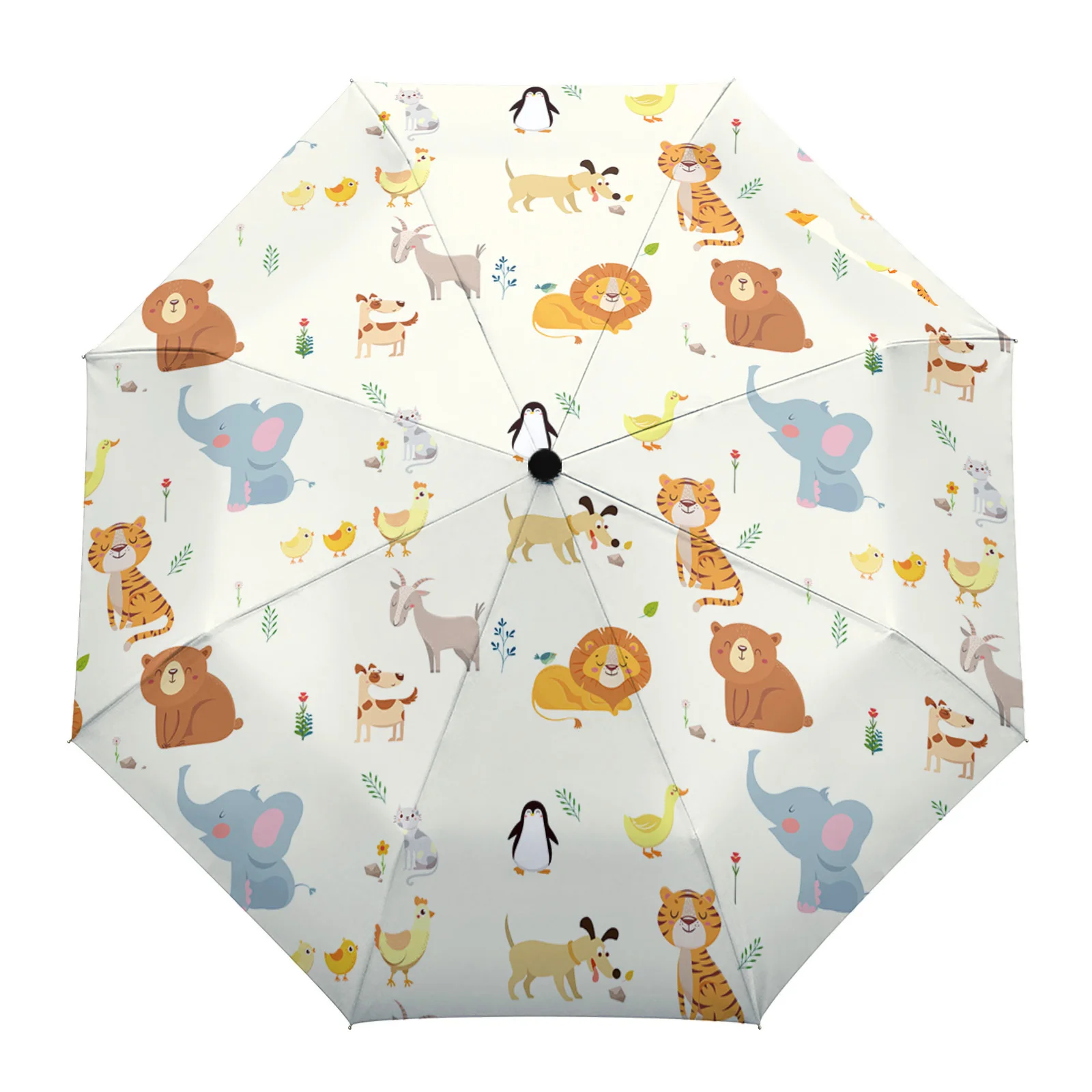 

Animal Tiger Lion Elephant Penguin Summer Umbrella for Travel Outdoor Male Female Rain Umbrella Fully-automatic Printed Umbrella