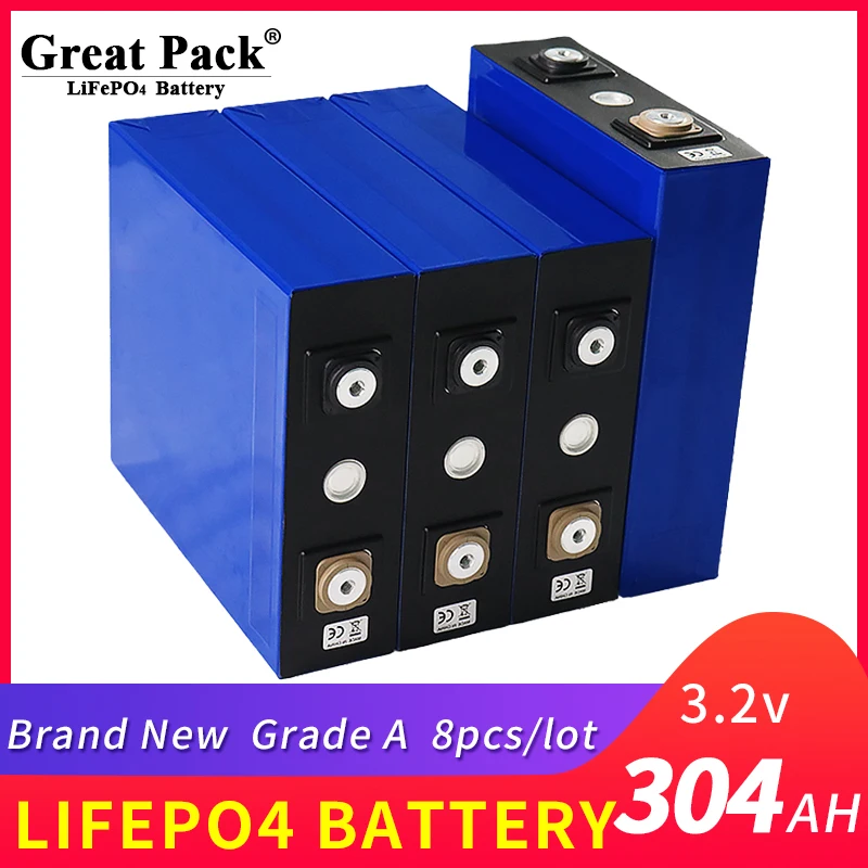 

Brand New Grade A Rechargeable 3.2V 304AH Battery Cell LiFePO4 Deep Cycle 100% Full Capacity Home Energy Storage Power Bank