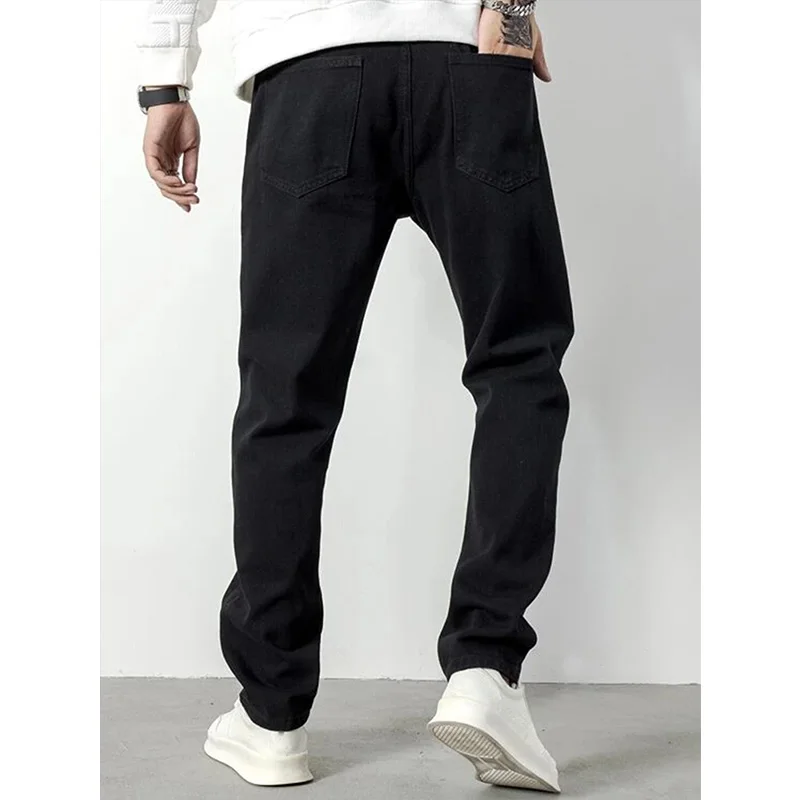New Denim Pants Men's Jeans Straight Trend Slim Fit Jeans Streetwear Men Large Size Black Jeans Full Length Trousers