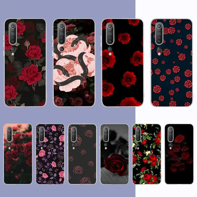 

Aesthetic Red Rose Phone Case for Samsung S21 A10 for Redmi Note 7 9 for Huawei P30Pro Honor 8X 10i cover