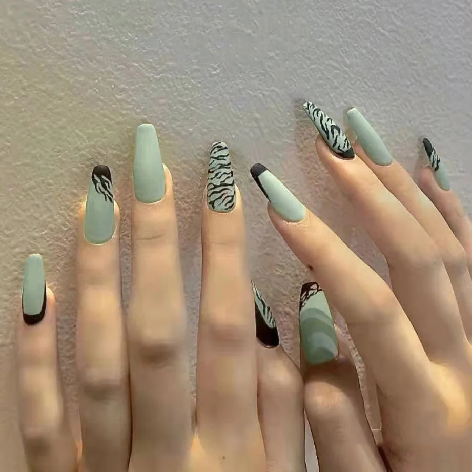 

Ballet Texture Long Ballet False Nails French Tips Nail Piece Removable Full Acrylic Press on Fake Nail Set Nail Supplies
