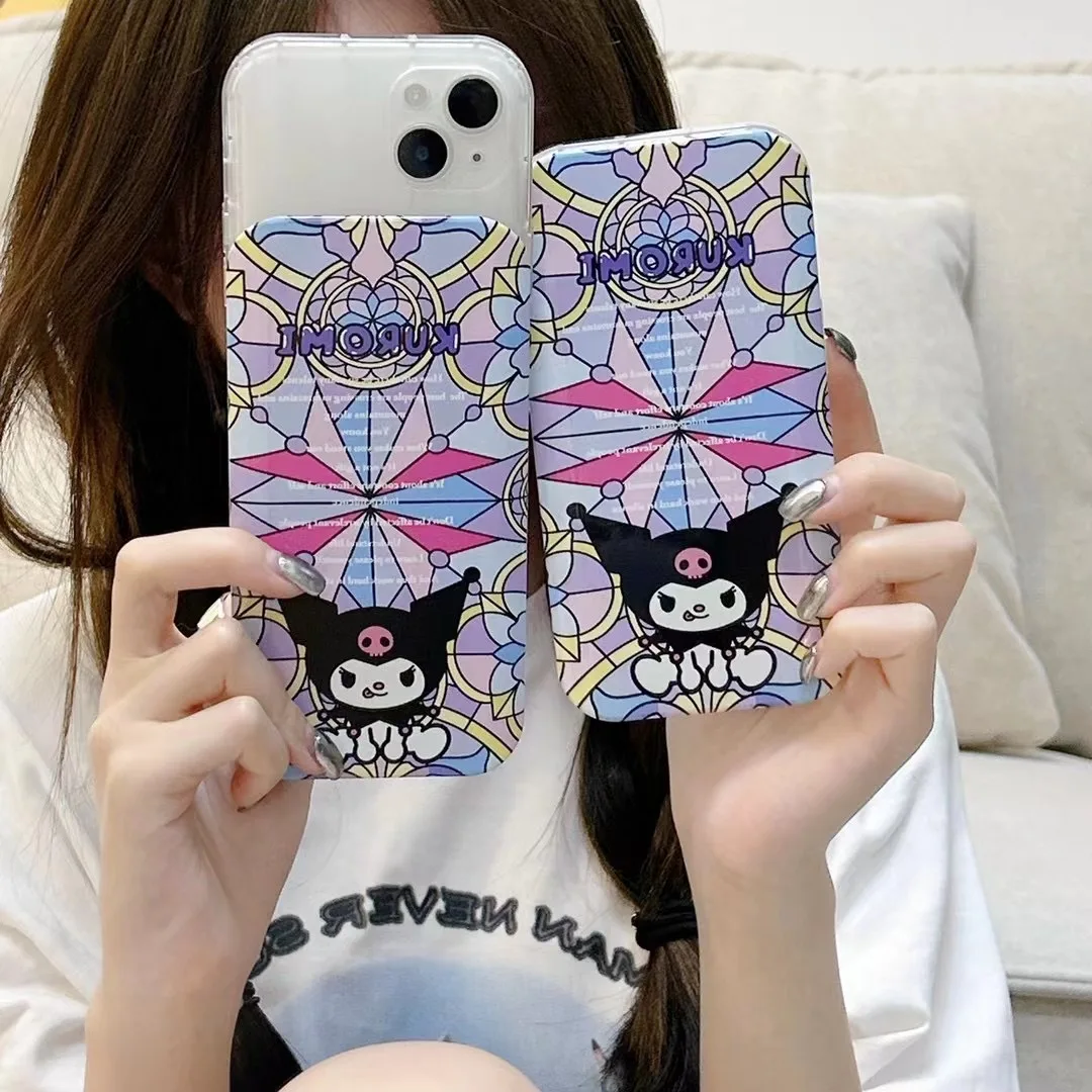 

Sanrio Kuromi Slider with Vanity Mirror cute purple cartoon Phone Cases For iPhone 14 13 12 11 Pro Max Back Cover
