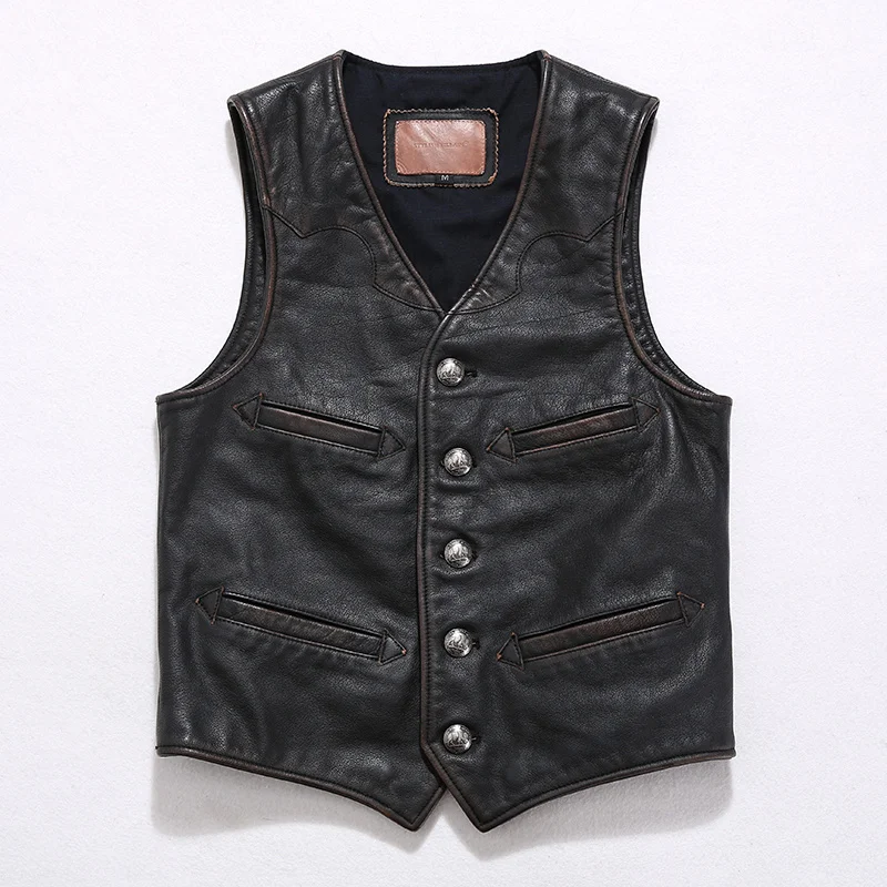 

Мужская куртка 2023, Мужская одежда, 5XL, 6XL, жилет из натуральной коровьей кожи, мужской мотоциклетный жилет в стиле ретро, модель модели буйвол...