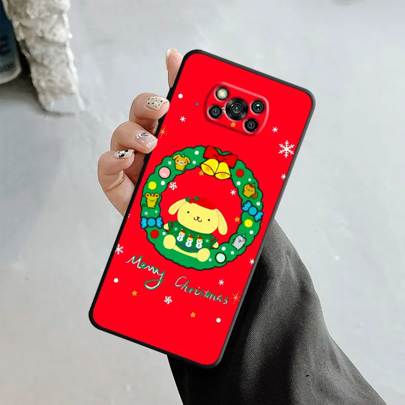 Чехол для телефона Xiaomi POCO X3 NFC X4Pro X5 M3 F5 Pro F1 Mi 11 12 Lite 13 10T 11T 12X 9 9T Red Christmas Hello Kitty Family