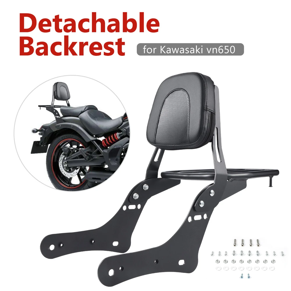 

For Kawasaki Vulcan S 650 VN650 EN650 2015-2022 Rear Detachable Backrest Cushion Pad with Luggage Rack Passenger Seat Sissy Bar