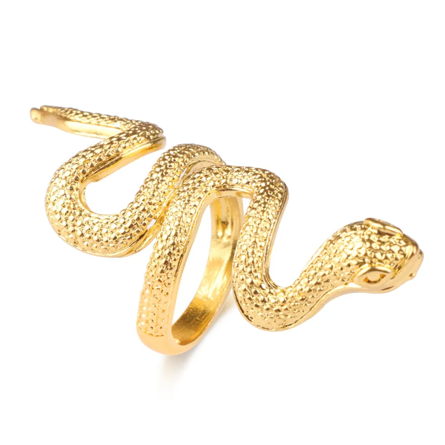 

2023 New Fashion Snake Rings for Women Gold Color Black Heavy Metals Punk Rock Ring Vintage Animal Jewelry Wholesale