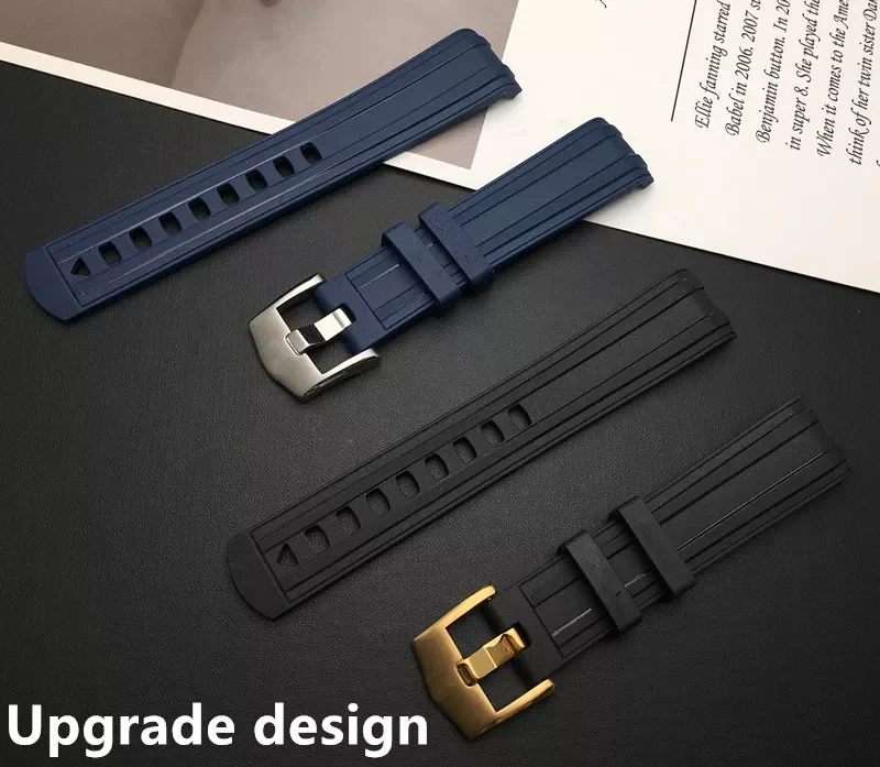 Top quality 20mm soft fluorine Rubber Silicone Watch band Buckle Grind Arenaceous Belt Special for Omega strap for Seamaster 300