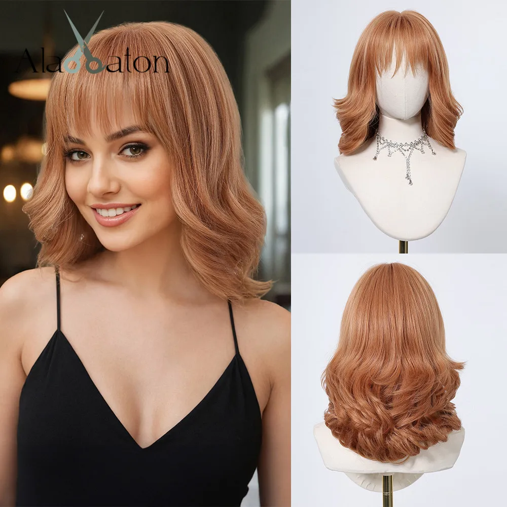 Искусственные парики ALAN EATON в виде клубники блонд волнистые средней длины с