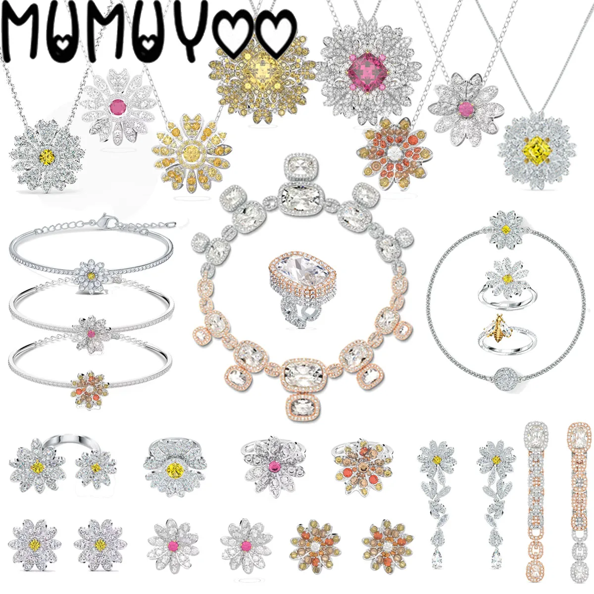 Swa ожерелье 1:1 Модные ювелирные изделия Высокое качество вечный цветок желтый