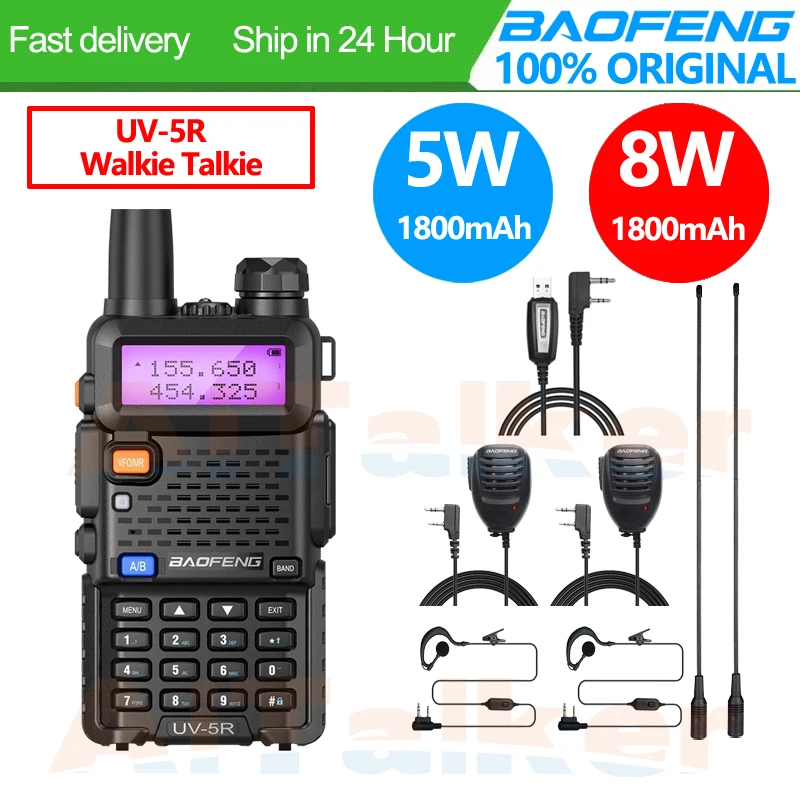 Baofeng Original UV5R Walkie Talkie Dual Band 136-174Mhz  400-520Mhz Portable BF UV-5R 8W Two Way Radio Pofung Transceiver