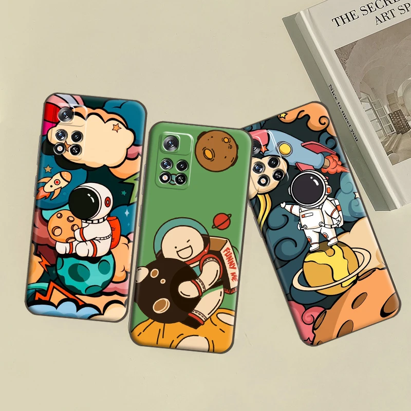 

Cute Astronaut Phone Case For Xiaomi 11T Pro Redmi Note 10 9 Pro 5G 9S 10S POCO F3 X3 M3 GT Pro X3 NFC Coque Carcasa Funda Soft