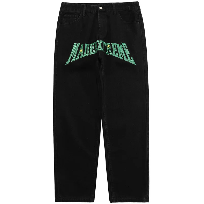 

Джинсы мужские с вышивкой букв, универсальные брюки из денима в стиле ретро, повседневные мешковатые штаны для пар, уличная одежда, 3 цвета н...