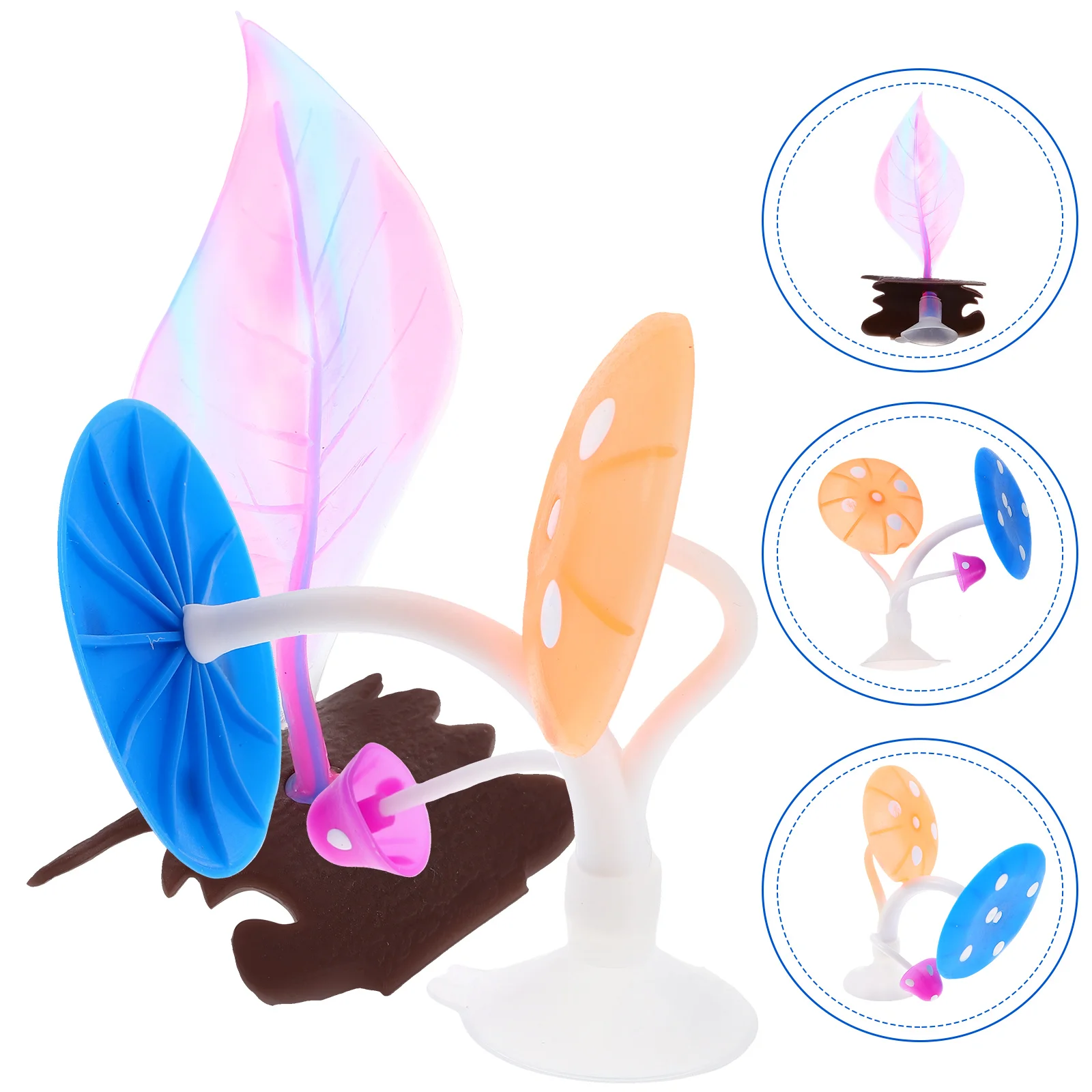 

2 Pcs Betta Fish Breeding Leaf Aquarium Mushroom Decor Tank Silica Gel Ornament Accessories