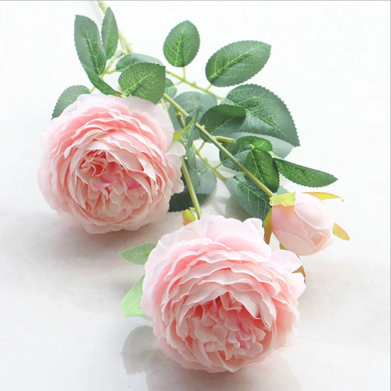 

Artificial Flowers Wedding Bridal Bouquet Home Decor High Quality Silk Flowers Fake Peony Living Room Decoration 61cm 3 Headed