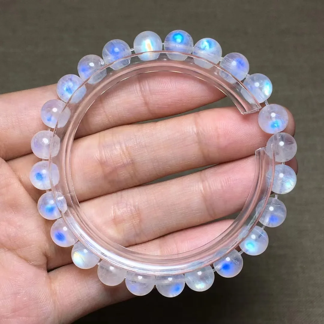 

7mm Natural Moonstone Bracelet For Women Lady Men Healing Love Reiki Gift Blue Light Stone Crystal Beads Strands Jewelry AAAAA
