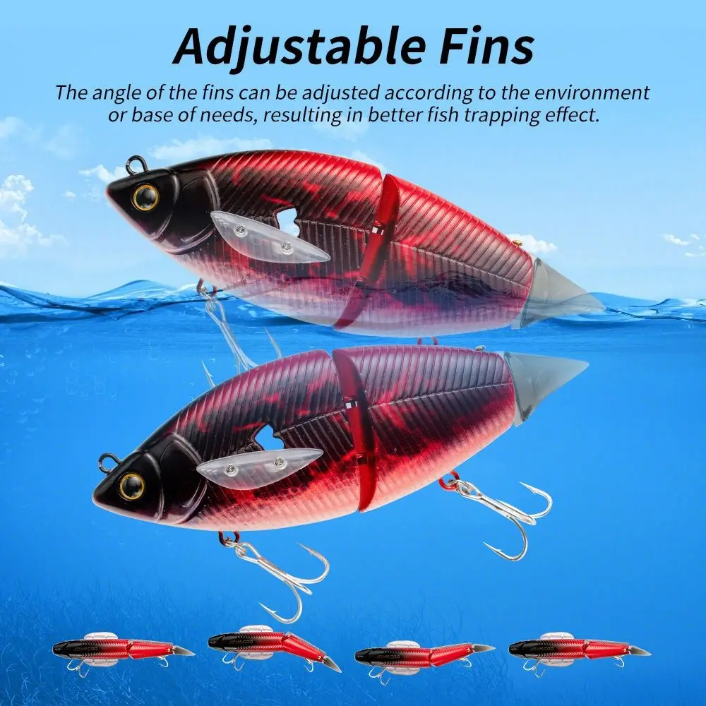 

Printed Color Bass Fishing Lure Supplies Metal Joints Soft TPR Floating Bait Adjustable Fins Swimming Bait Fishing