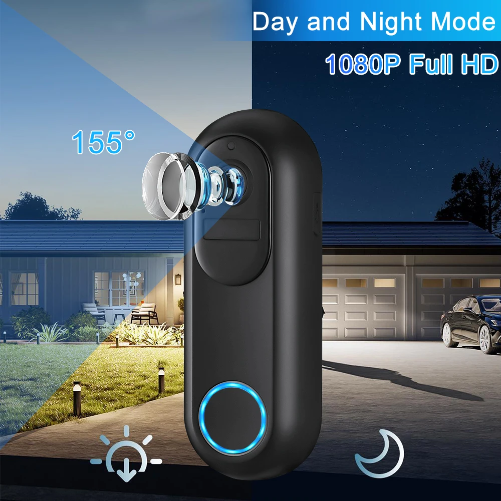 WSDCAM Tuya  Wireless DoorBell Camera Outdoor Wifi 2.4G/5G Dual Band 1080p Visual Doorbell IP54 Waterproof PIR Detection T31 enlarge
