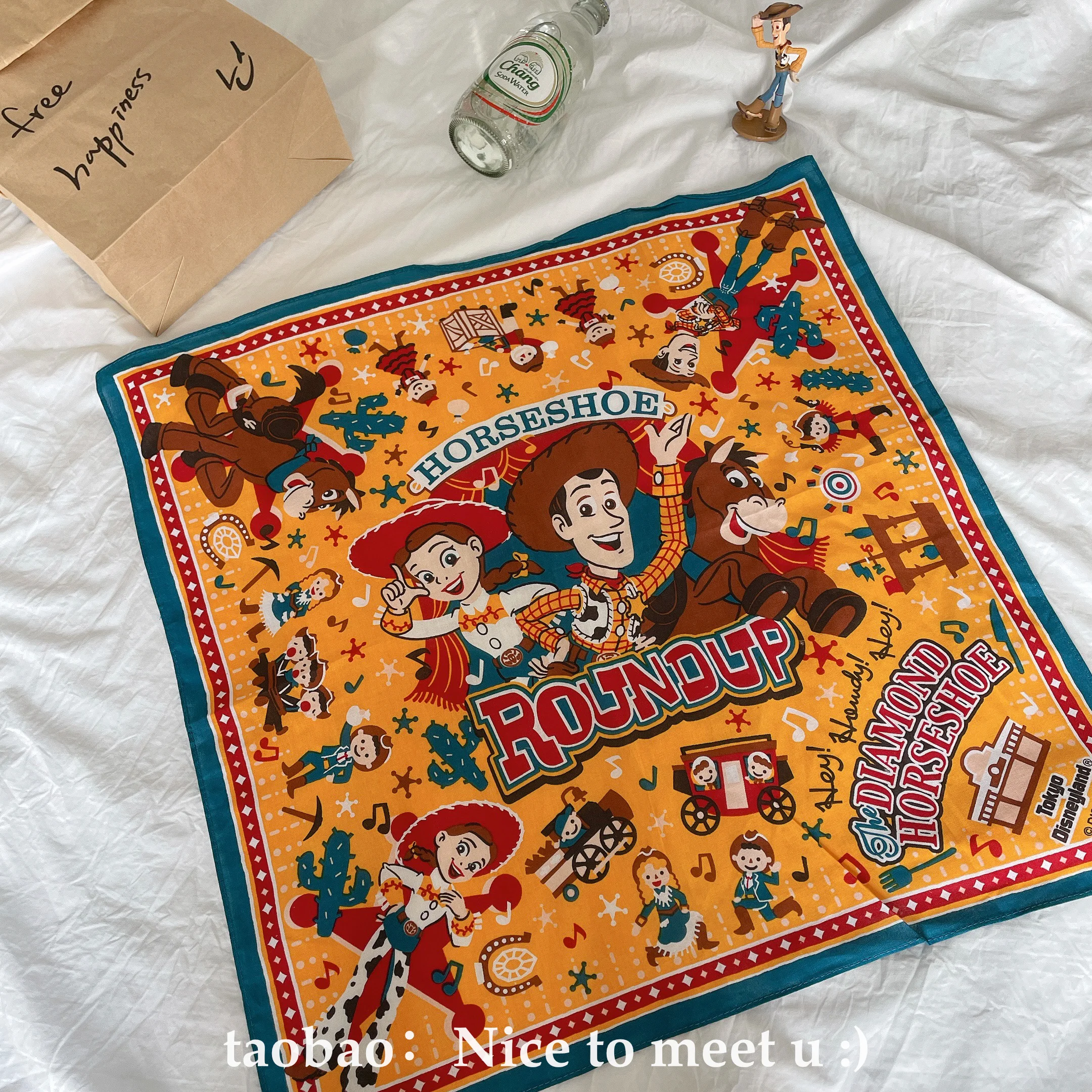 

Disney Toy Story Square Scarf American Retro Cartoon Print Decorative Scarf Handkerchief To Wear