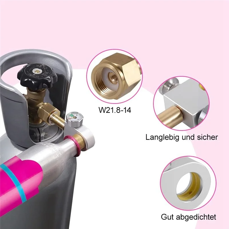 Адаптер для заправки CO2 подходящий цилиндра Duo Art Terra Quick Connect с манометром 3000