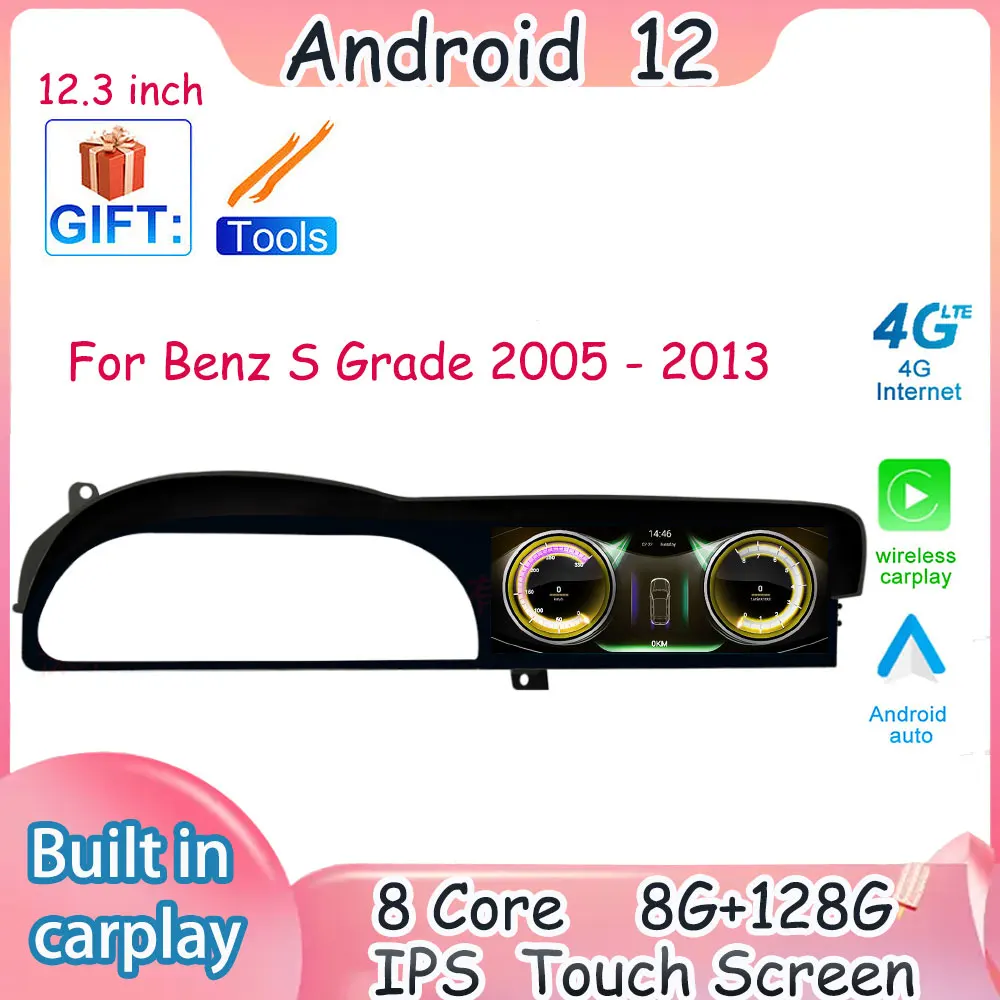 

12.3 Inch For Benz CL W221 W216 2005-2013 Android 12 Carplay Auto Stereo Radio Video 4G SIM GPS Navigation Car Multimedia