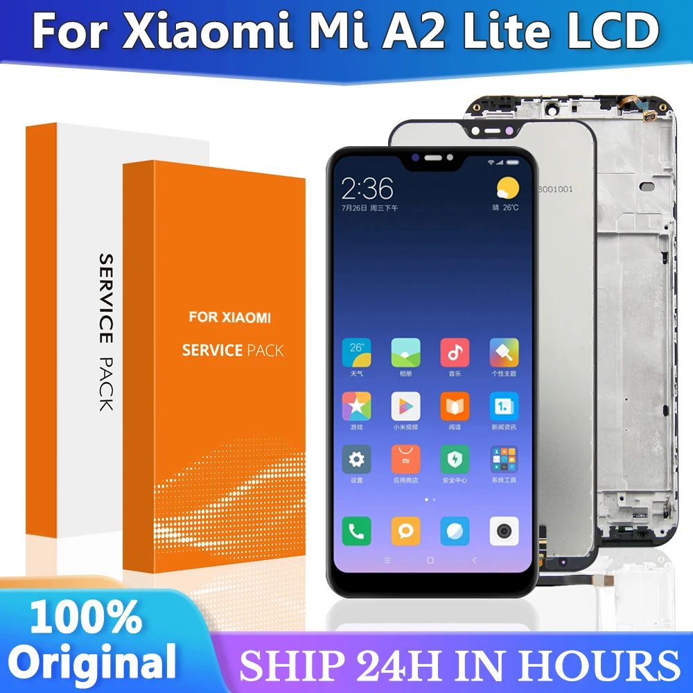 

5,84 ''Оригинальный ЖК-дисплей для Xiaomi Mi A2 Lite с рамкой дигитайзер дисплей сенсорный экран Замена для Xiaomi MiA2 Lite дисплей