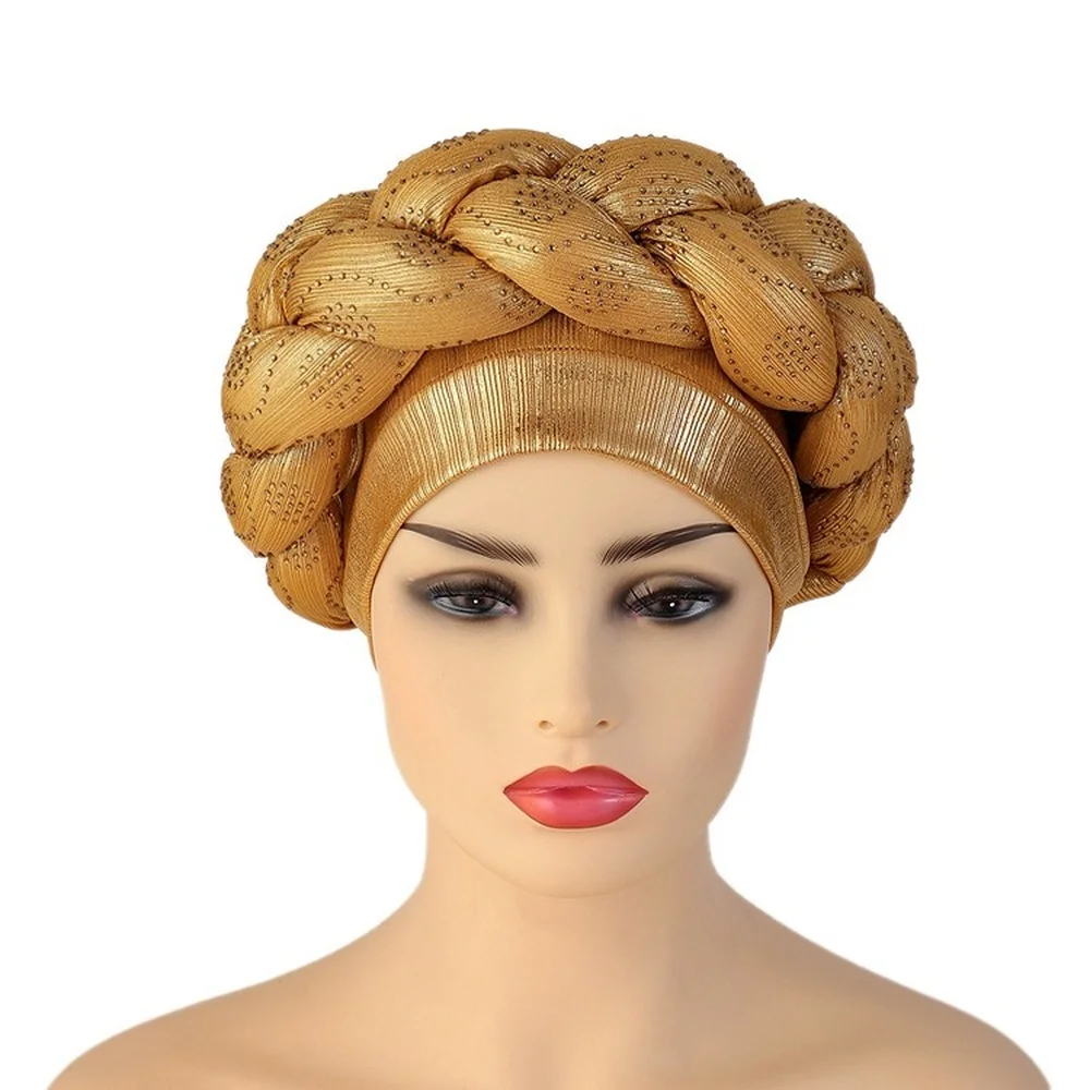 

Turbante Auto Gele African Hat Pattern Headwrap Hats For Women Pre-Tied Africain Designer Bonnets Turban Knot Aso Oke Africaine