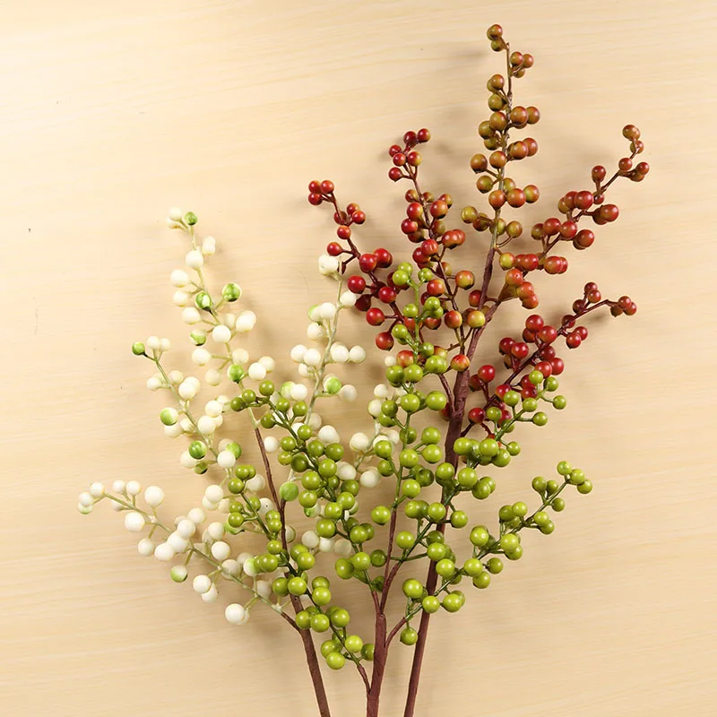 Artificial Berry Fake Red Berries Cherry 4 Colors Christmas Flower Stamen For Home New Year Christmas Decoration images - 6