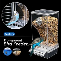 automatic acrylic bird feeder parrot canary budgie cage seed nut feeding box cockatiel bird feeding device