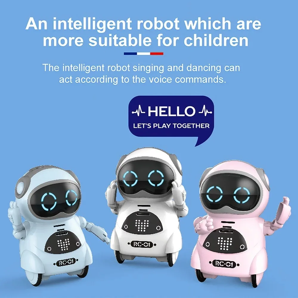 

Mini Robot Toy Pocket RC Robot Talking Interactive Dialogue Voice Recognition Record Singing Dancing Telling Story for Kids Gift