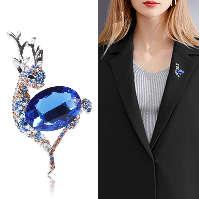 

Temperament Fashion and Exquisite Crystal Deer Stroke Fashion Animal Breast Flowers Female Suit and Gaunt Accessories