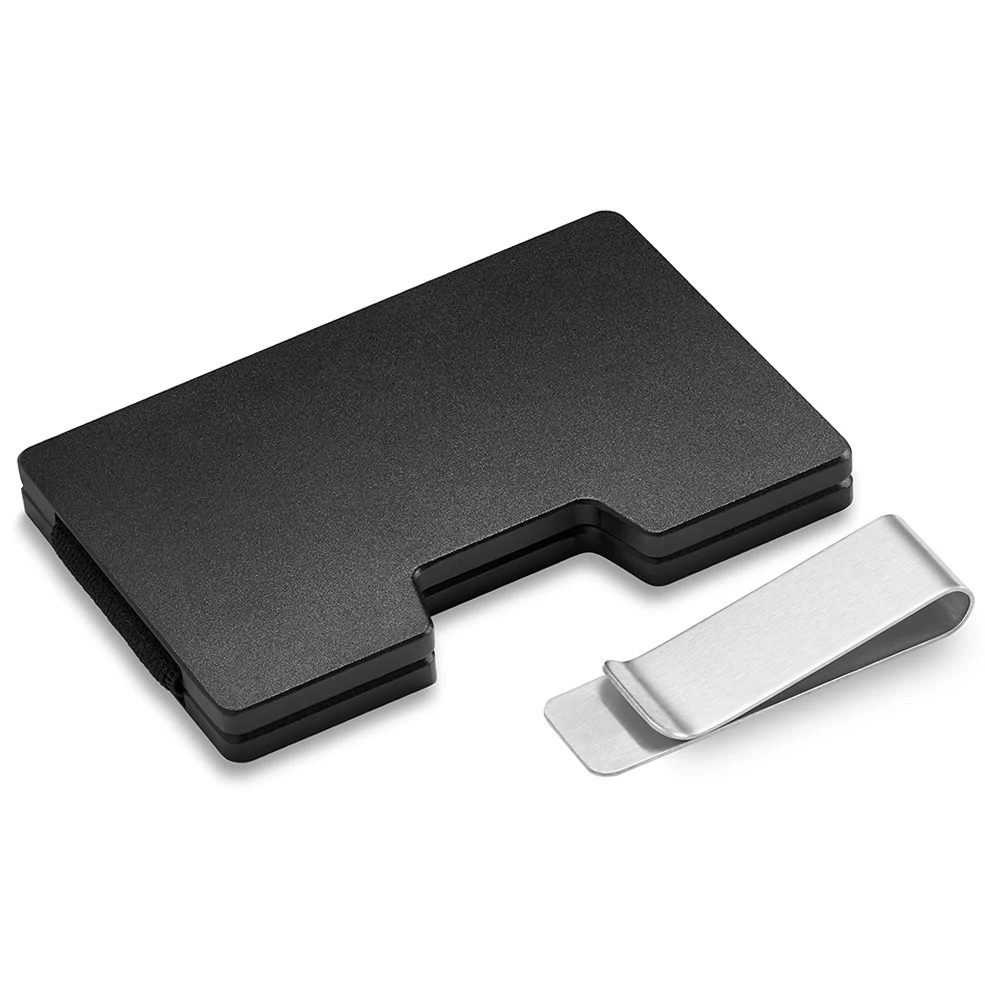 CASEKEY Aluminum Wallet Luxury Metallic Slim Card Holder Black Matte Aluminum Alloy Credit Card Case RFID Wallet for Men Women