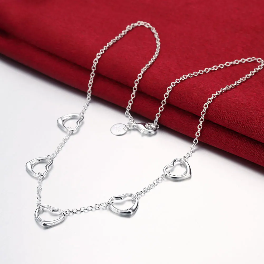 

wholesale Charms Heart love 925 Stamp silver women necklace jewelry lady fashion cute wedding Christmas gifts