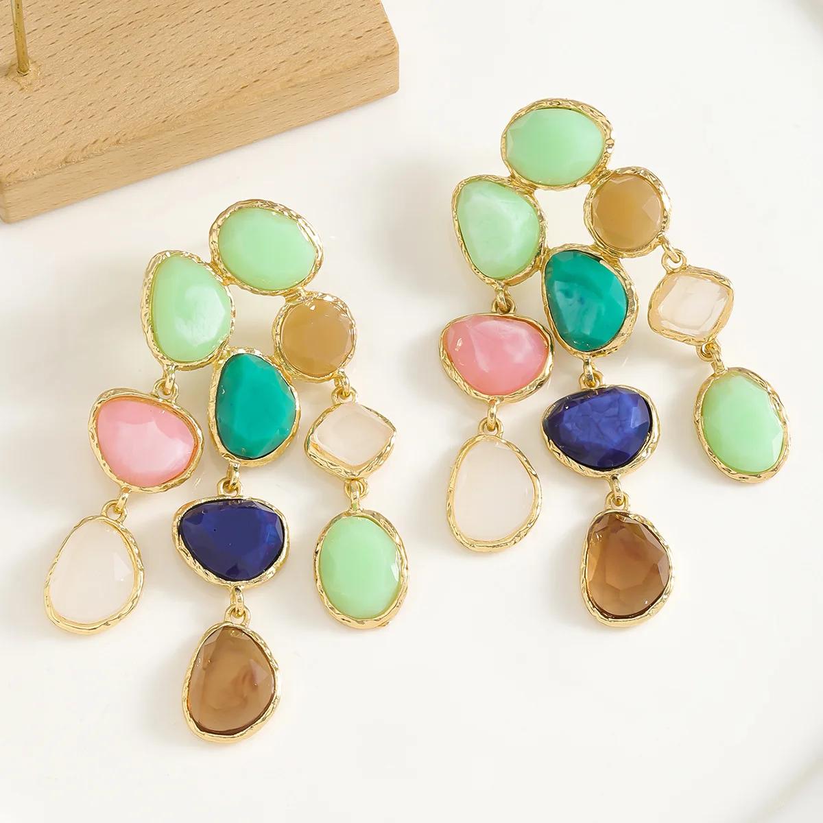 HUANZHI Красочные капли воды длинные кисточки серьги для женщин девушек имитация