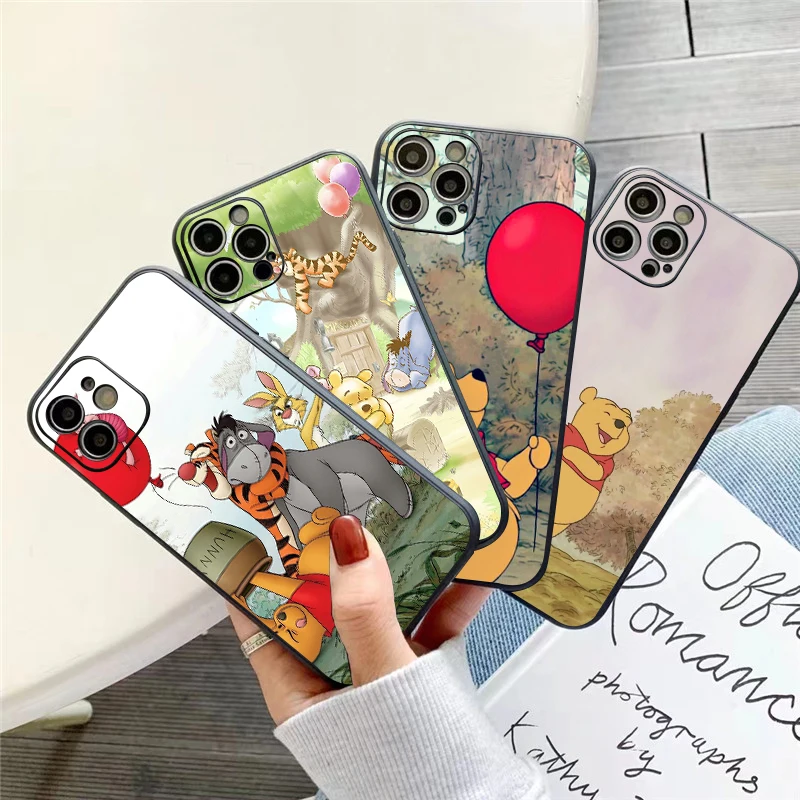 

Disney Cartoon Winnie Bear Phone Case For iPhone 11 13 12 Pro Max 12 13 Mini X XS XR MAX 5 6 6S 7 8 Plus Silicone Cover Soft