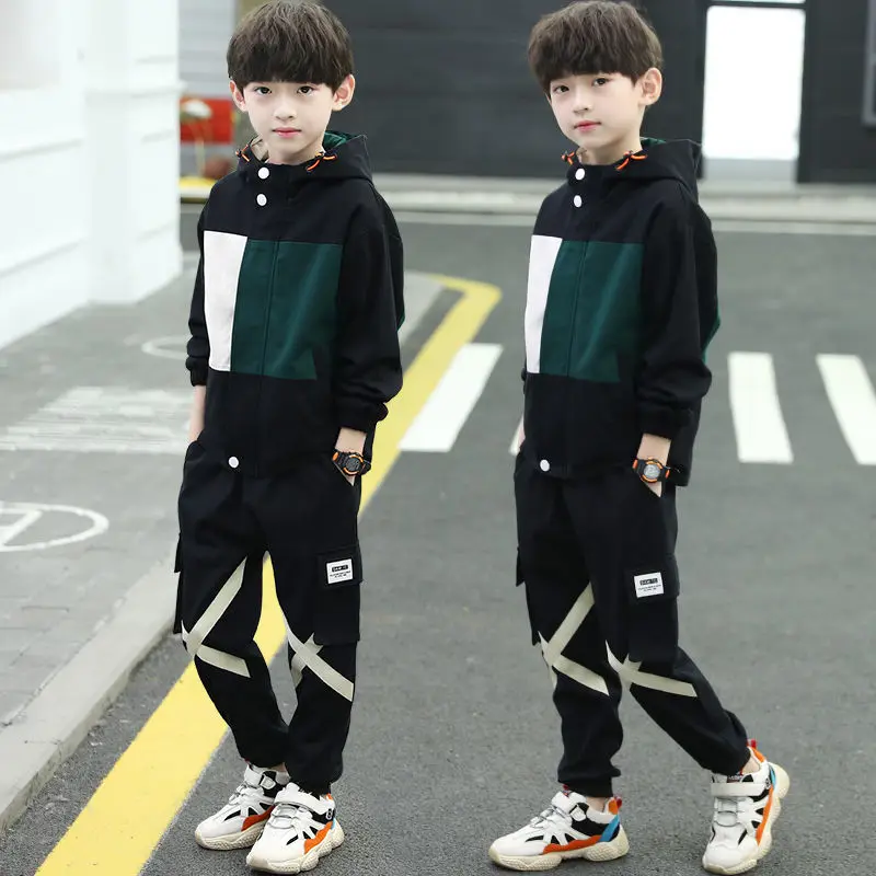 

Teenage New Kids Children's Clothing 2022 Autumn New Cotton Korean Fashion Casual Children's Two-piece Children Boy Suit 5-14T