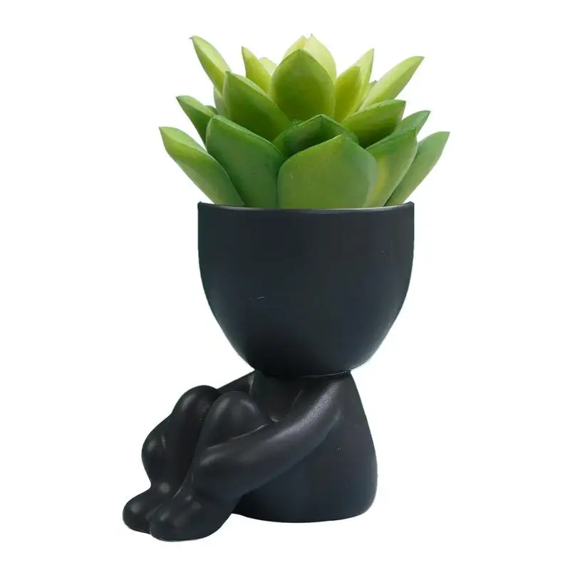 Head Planter Ceramic Succulent Pots With Drainage Holes Realistic Human Shape Indoor Planters For Kitchen Bathroom Bedroom