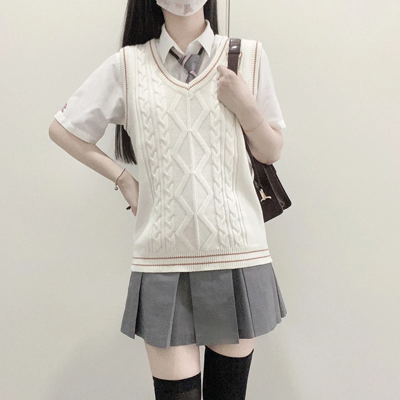 [Оригинал от Park Ying] Jk Uniform Japan fashion преппи вязаный пуловер свитер с V-образным