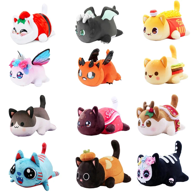 

Meows Aphmau Plush Doll Coke French Fries Burgers Bread Sandes Food Cat Plushie Sleeping Pillow Children's Christmas Gifts