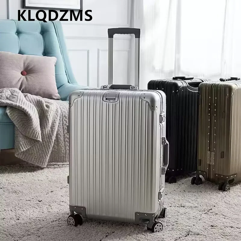 Фото Высококачественный чемодан KLQDZMS из алюминиево-магниевого сплава, большой вместимости, 20 дюймов, для путешествий и деловых поездок №3