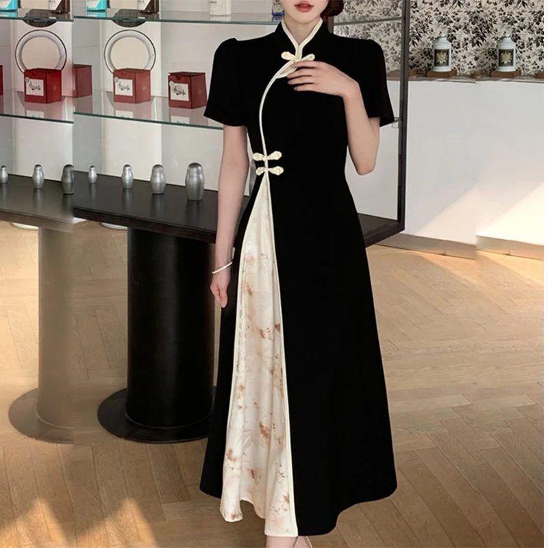 Женское длинное платье в китайском стиле элегантное облегающее Чонсам с