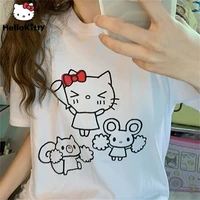 sanrio summer new japanese soft girl hello kitty short sleeved t shirt womens fashion loose casual top y2k girl