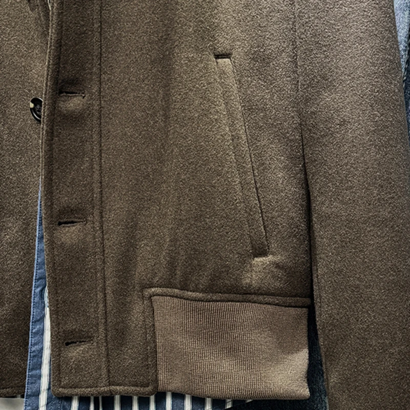 Оригинальное качество осенне-зимняя куртка мужская шерстяная приталенная с