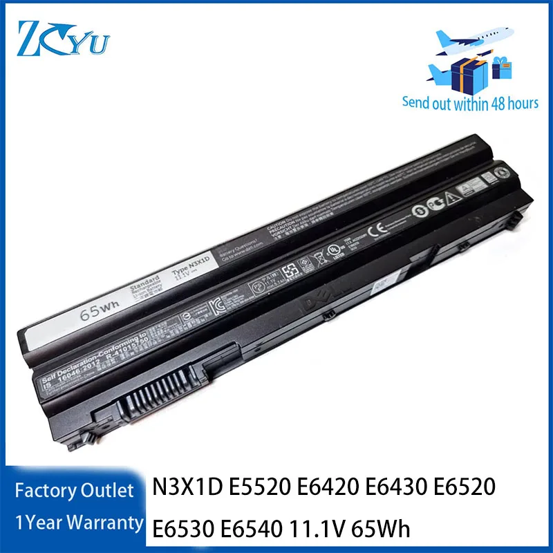 Фото Аккумулятор N3X1D для ноутбуков Dell Latitude E5520 E6420 E6430 E6520 E6530 E6540 Precision M280 T54FJ 11.1V 65Wh №1