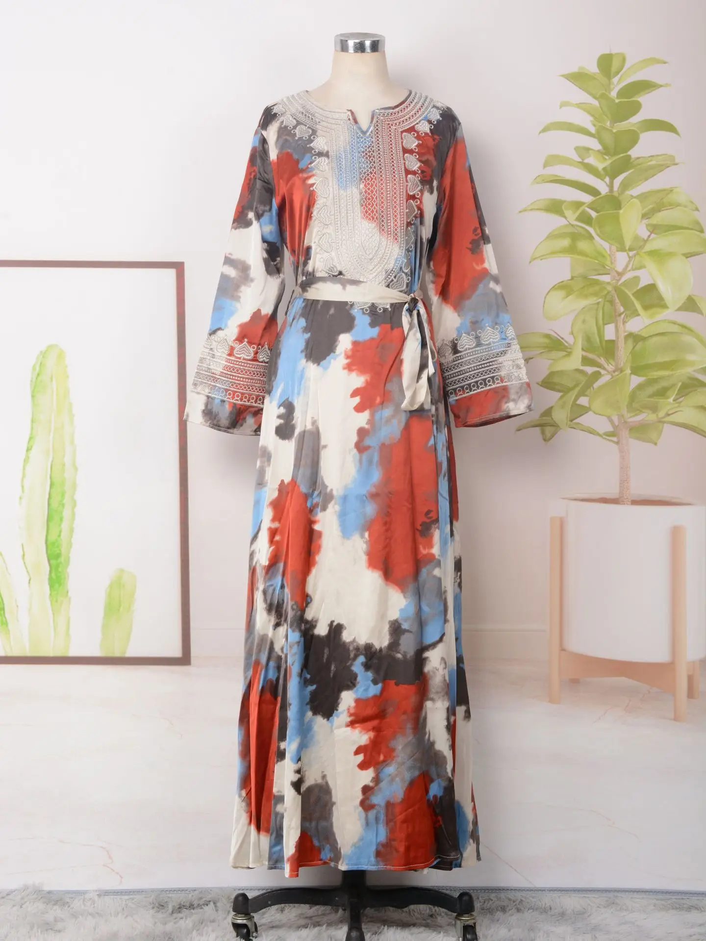 Женские Абайи с вышивкой и принтом длинное платье в стиле Дубая Турция ислам